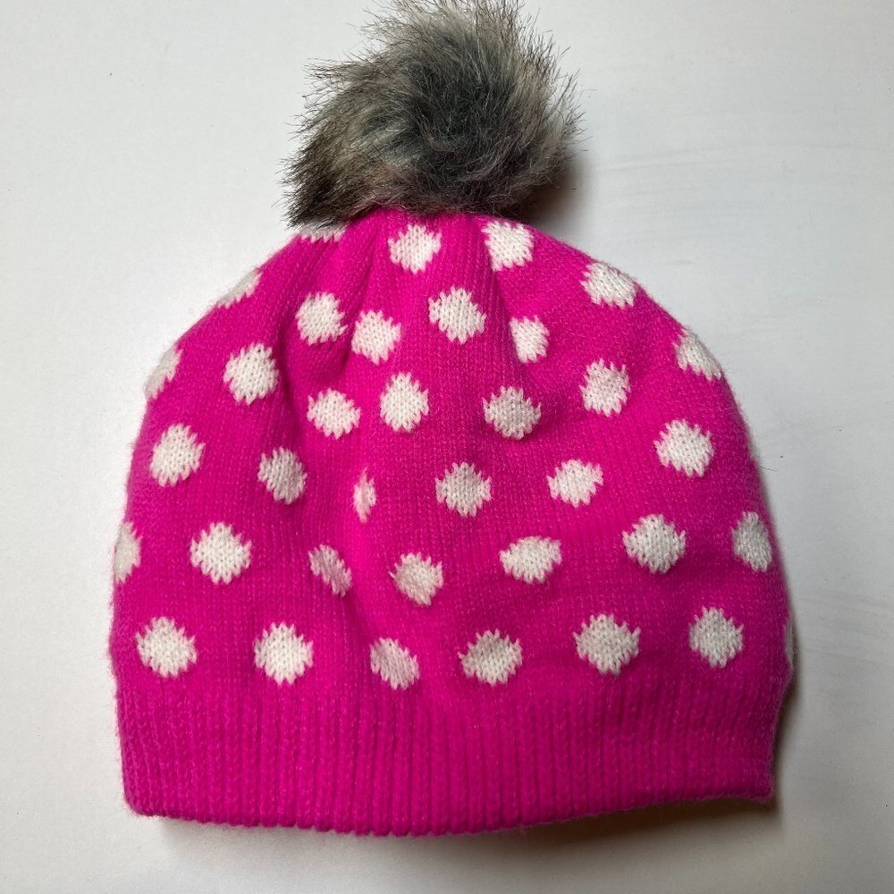 TODDLER Girls Pink Polka Dot Beanie